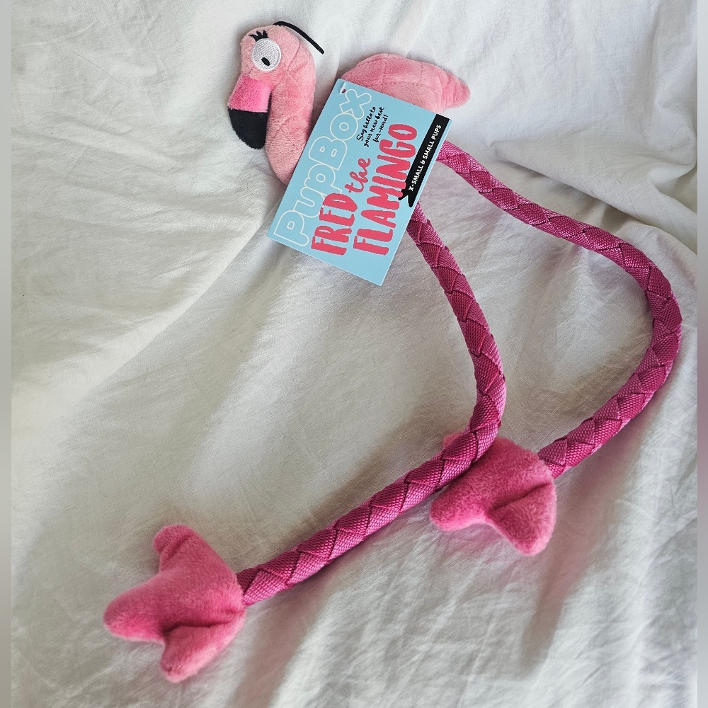 Pupbox Flamingo Tug & Squeaker Medium/Large Nwt - Picture 6 of 9